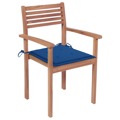 Cadeiras de Jardim C/ Almofadões Azul Real 2 pcs Teca Maciça