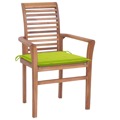 Cadeiras Jantar 4 pcs C/ Almofadões Verde Brilhante Teca Maciça