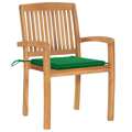 Cadeiras de Jardim C/ Almofadões Verdes 2 pcs Teca Maciça