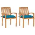 Cadeiras de Jardim C/ Almofadões Azul-claro 2 pcs Teca Maciça