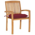 Cadeiras Jardim C/ Almofadões Vermelho Tinto 2 pcs Teca Maciça