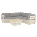 Conjunto Lounge de Paletes + Almofadões Madeira de Abeto 6 pcs