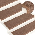 Tapete/carpete para Degraus 15 pcs 65x25 cm Castanho