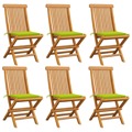 Cadeiras Jardim C/ Almofadões Verde Brilhante 6 pcs Teca Maciça
