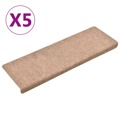 Tapetes de Escada 5 pcs 65x25 cm Agulhado Castanho