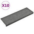 Tapetes de Escada 10 pcs 65x25 cm Agulhado Cinzento-claro