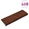 Tapetes de Escadas 10 pcs 65x25 cm Castanho