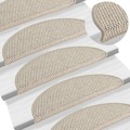 Tapetes Escada Adesivos Aspeto Sisal 15 pcs 56x20 cm Prateado