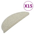 Tapetes Escada Adesivos Aspeto Sisal 15 pcs 56x20 cm Cinzento