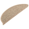 Tapetes Escada Adesivos Aspeto Sisal 15 pcs 56x20cm Bege-escuro