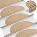 Tapetes Escada Adesivos Aspeto Sisal 15 pcs 56x20 cm Cor Areia