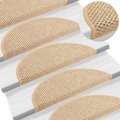 Tapetes Escada Adesivos Aspeto Sisal 15 pcs 56x20cm Bege-claro