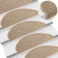 Tapetes Escada Adesivos Aspeto Sisal 15pcs 65x25 cm Bege-escuro