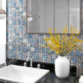 Ladrilhos de Mosaico Adesivos 11 pcs 30x30 cm Cinzento e Azul