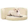 Sofá P/ Cães Dobrável 73x67x26cm Almofadão de Pelúcia Cor Creme