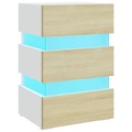 Mesa Cabeceira C/ Leds 45x35x67cm Aglom. Branco/carvalho Sonoma