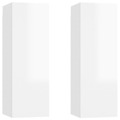 Móveis de Tv 2 pcs 30,5x30x90 cm Contraplacado Branco Brilhante