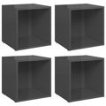 Móveis de Tv 4 pcs 37x35x37 cm Contraplacado Cinzento Brilhante