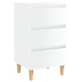 Mesa Cabeceira C/ Pernas Madeira 40x35x69 cm Branco Brilhante