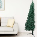 Meia Árvore de Natal Artificial com Suporte 240 cm Pvc Verde