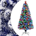 Árvore Natal Artificial C/ Leds 120 cm Fibra ótica Branco/azul