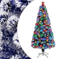 Árvore Natal Artificial C/ Leds 150 cm Fibra ótica Branco/azul