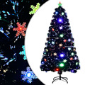 Árvore de Natal com Flocos de Neve LED 120 cm Fibra ótica Preto