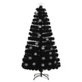 Árvore de Natal com Flocos de Neve LED 120 cm Fibra ótica Preto