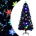 Árvore de Natal com Flocos de Neve LED 150 cm Fibra ótica Preto