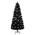 Árvore de Natal com Flocos de Neve LED 210 cm Fibra ótica Preto
