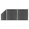 Conjunto de Painel de Vedação Wpc 446x(105-186) cm Preto