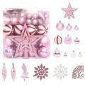 Conjunto de Enfeites de Natal Rosa/vermelho/branco 65 pcs