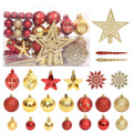 Conjunto de Enfeites de Natal Dourado e Vermelho 108 pcs