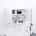 Armário Espelhado P/ Casa Banho 80x15x60cm Mdf Branco Brilhante