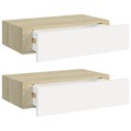 Prateleiras Parede + Gavetas 2pcs Mdf 40x23,5x10cm Carv./branco