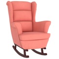Cadeira de Baloiço C/ Pernas em Madeira Seringueira Veludo Rosa