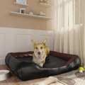 Cama para Cães 105x80x25 cm Couro Artificial Preto e Castanho