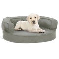 Cama para Cães Ergonómica 60x42 cm Aspeto Linho Cinzento