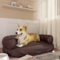 Cama P/ Cães Espuma Ergonómico 88x65 cm Couro Artific. Castanho