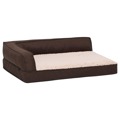 Cama para Cães Ergonómica 60x42cm Aspeto Linho Pelúcia Castanho