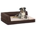 Cama para Cães Ergonómica 75x53cm Aspeto Linho Pelúcia Castanho