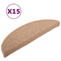 Tapete/carpete para Degraus 15 pcs 56x17x3 cm Castanho-claro