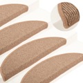 Tapete/carpete para Degraus 15 pcs 56x17x3 cm Castanho-claro