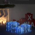 Caixas Presentes Natal Decorativas 3 pcs Acrílico Branco Frio