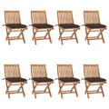 Cadeiras de Jardim Dobráveis C/ Almofadões 8 pcs Teca Maciça