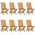 Cadeiras de Jardim C/ Almofadões Bege 8 pcs Teca Maciça