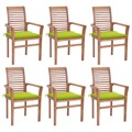 Cadeiras Jantar C/ Almofadões Verde Brilhante 6 pcs Teca Maciça