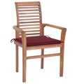 Cadeiras Jantar 8 pcs C/ Almofadões Vermelho Tinto Teca Maciça