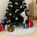 Saia de Árvore de Natal Luxuosa 122 cm com Meia Tecido Branco