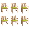 Cadeiras de Jardim Almofadões Verde Brilhante 6 pcs Teca Maciça